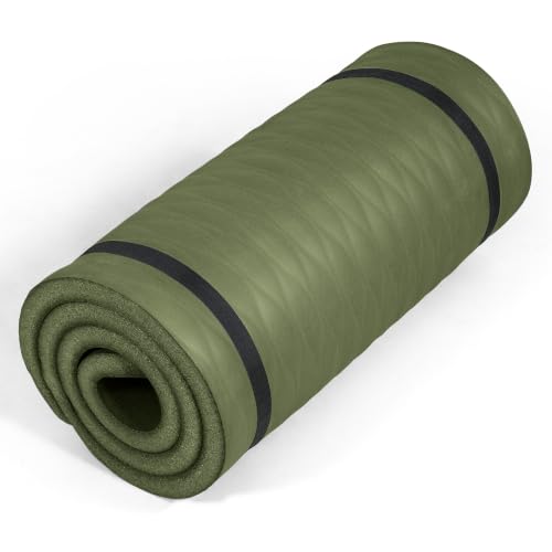 Tone Fitness 1-Inch Thick Yoga Mat | High-Density, Non-slip Exercise Mat with Carrying Strap for Yoga, Pilates, & Home Gym Workouts | Multiple Options - color: Green, style: Mesh