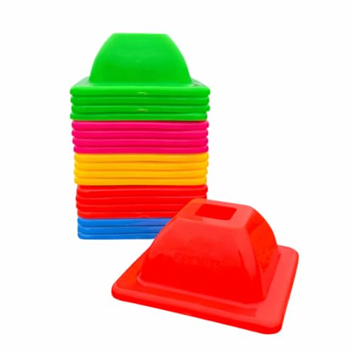 LVL10 Pro Training Cones - 2" Mini Soccer Cones for Sports Training - for Basketball, Football, Basketball and Agility Drills - Soccer Field Markers That Won't Crack, Slide or Fly - color: Multi-Color, style: 20 Pack