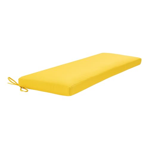 QILLOWAY Indoor/Outdoor Bench Cushion, Thick Upholstery Foam Couch Swing Pads with Ties,48-Inches,Yellow - color: Yellow