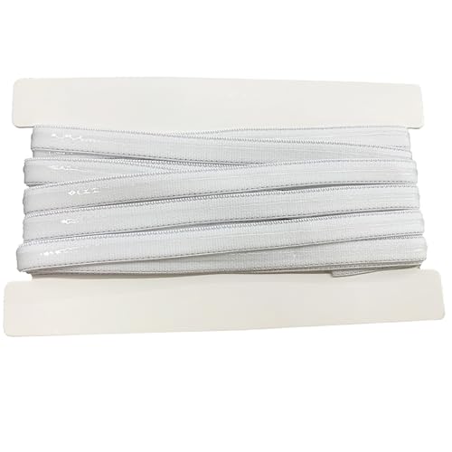 AUNHIRU Multicolor Silicone Elastic Gripper Tape-10mm Stretch Non Slip Gripper Elastic for Garment, 5 Yards a Piece (White) - color: White