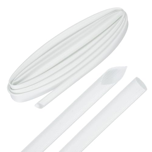 MECCANIXITY 10ft Braided Cable Sleeve, 5/16" ID 200C Heat Resistant 1500V Fiberglass Wire Insulation Cord Protector Organizer Wires Management for Motor Engine Fuel Line, White - color: White, size: 10ft-8mm