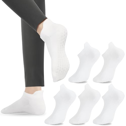 loudashuaiqi Grip Pilates Socks Non Slip Athletic Yoga Socks with Grips for Women Grippy socks for Hospital Workout Barre - style: White*5