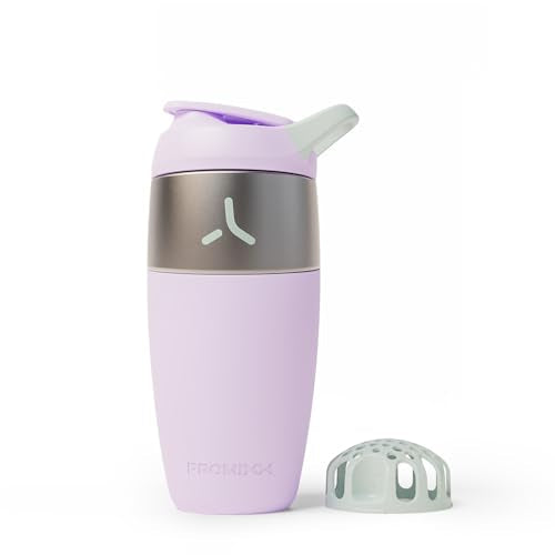 Promixx Pursuit Stainless Steel Shaker Bottle - 26oz Lightweight Metal Protein Mixer with Snap-Fit Agitator for Smooth Shakes - Leak-Proof Gym Shaker Cup for Fitness & Travel - Lilac - color: Lilac, style: 26oz