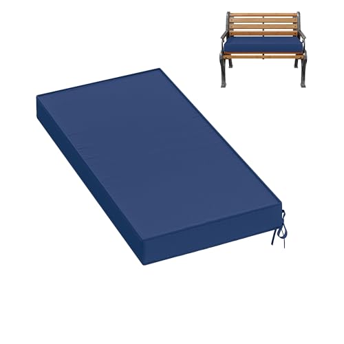 Premium Outdoor Bench Cushions for Patio Furniture 3.5inches Memory Foam Bench Cushion Waterproof Fade Resistant Porch Swing Cushions with Straps 36×18 Inch Blue - color: Blue, size: 36'' x 18'' x 3.5''