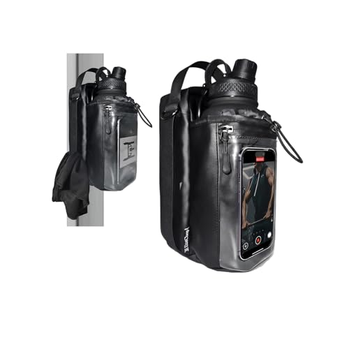 Magnetic Gym Bag Water Bottle Holder Small Gym Bag for Men, Gym Gifts, 11LB Strong Grip Waterproof 900D - color: Black