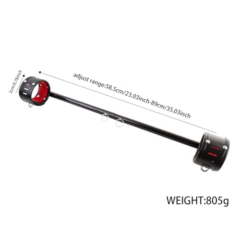 Spreader Bar Heavy Duty Expandable Exercise with 2 pcs Adjustable Strap, Yoga Training Fitness Gear, Workout Bar,Sports Gym Kit - style: Black+Black-Red Kit