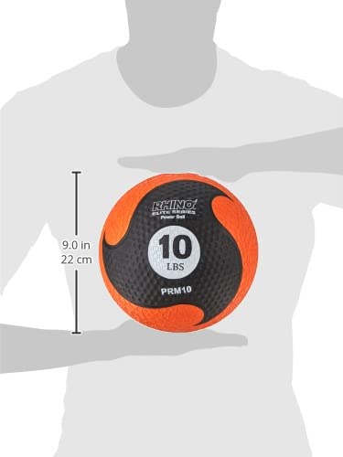 Champion Sports Rhino Elite Medicine Ball – Textured Surface, Superior Grip, Hollow Synthetic Rubber for Consistent Bounce & Durability, Multiple Weights & Colors - Optional Rebounder Sold Separately - style: 10 Pounds - Orange