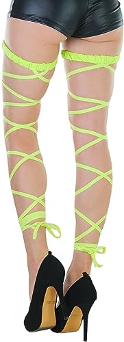 ToBeInStyle Women's Leg Wraps Ravewear Dancewear Elastic Straps Party Garter Music Festivals Costume Accessory Thigh High - color: Elastic Garter Wrap - Neon Green, size: One Size