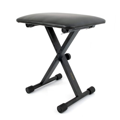 Keyboard Bench X-Style Height Adjustable Padded Cushion Foldable Stool Portable Seat Keyboard Chair for Keyboards Piano Guitar (Black) - color: Black
