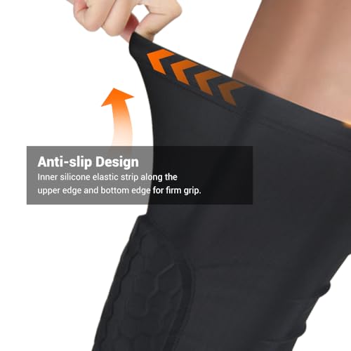PISIQI Knee Pads Compression Pads Long Leg Sleeve Collision Avoidance Brace Protection Knee Sleeve for Basketball Football Volleyball Cycling (1 Pair) - color: Ni Cai Black, size: Large