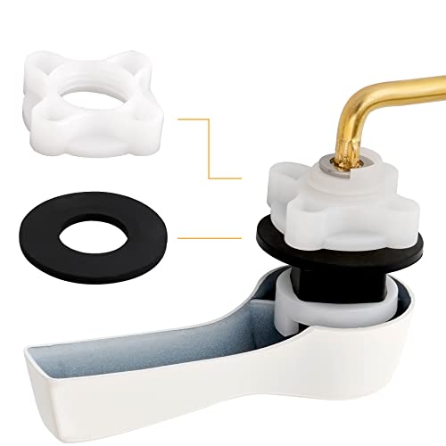 Hibbent Universal Metal Side Mount Toilet Handle Replacement Kit, Brass Toilet Flush Tank Lever with Stainless Steel Flapper Chains for Most Toilets, White Finish - color: White, style: Side Mount