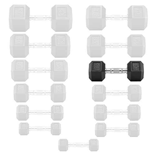 Philosophy Gym Rubber Coated Hex Dumbbell Hand Weights - style: 25 lb - Single