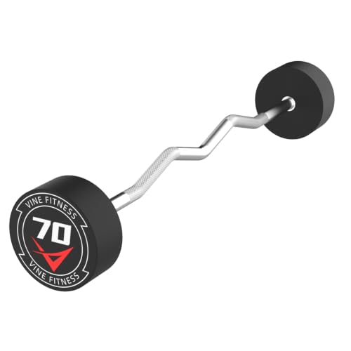 Rubber Coated Fixed Barbell, Pre-Loaded Weights EZ Curl Solid Steel Barbells, Weighted Bar for Weightlifting Exercise, Bodybuilding, Strength Training, Squat Rack & Bench Press - style: 70LB