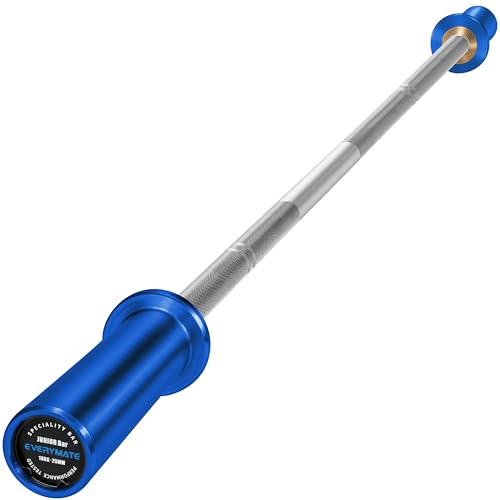 EVERYMATE 5LB Mini Barbell Bar Beginner Women Kid Barbell Total Body Workout Weighted Bar,for Strength Training, for Youth Children New Weightlifting - color: Blue Sleeves Sliver Bar, size: 10KG Junior Barbell