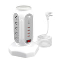 Power Strip Tower 15 Outlets 6 USB Ports, Surge Protector with Colorful Led-Light & PD 30W USB-C Fast Charger, Desktop Charging Station with 6.5ft Heavy Duty (White) - style: PD-30W-WHITE