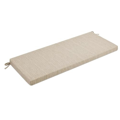 baibu 36 Inch Non-Slip Indoor Outdoor Bench Cushion with Ties, Classic Solid Color Rectangle Bench Seat Cushion Standard Size Foam Pad with Machine Washable Cover (Beige, 36x15x1.5in) - color: Beige, size: 36x15x1.5 Inch (Pack of 1)