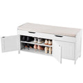 VEVOR Shoe Storage Bench with Padded Cushion & 3 Barn Doors, Entryway Bench with Hidden Storage, 41.3 x 13.8 x 19.8 Inches, for Entryway, Hallway, Living Room, Bedroom - size: 3 Barn Doors
