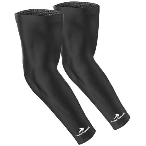 CompressionZ Youth Sports Arm Sleeves | Kids Cooling UV50+ Protection Volleyball Football Basketball Baseball - Boys & Girls - color: Black: 2 Pack, size: Small