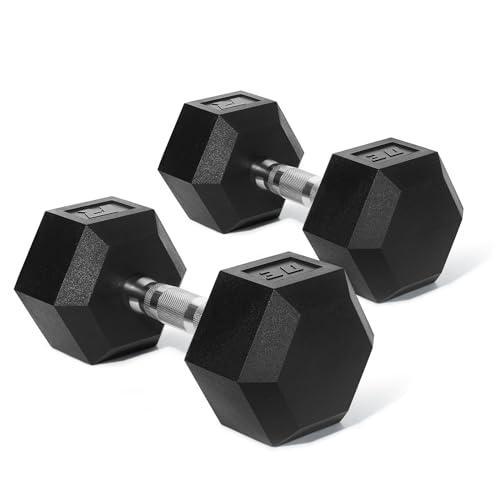 Ritfit 5-650 LBS PVC Encased Hex Dumbbell Sets with Optional Rack for Home Gym, Hand weight with Chrome Handle for Strength Training,Workouts - style: 2X30LBS