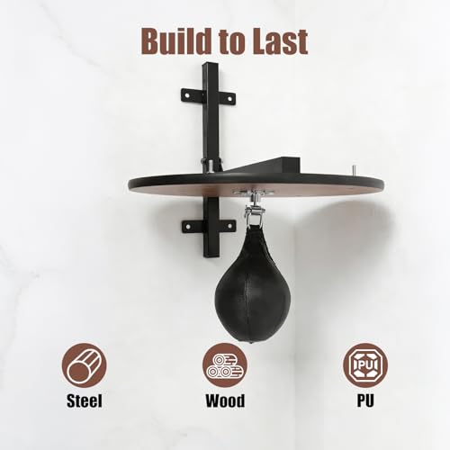 Speed Bag Platform Speed Bag Boxing Kit for Adults Height Adjustable Wall-Mounted Heavy Duty Boxing Training Equipment 360° Rotatable Speed Ball with Punching Ball Fits Home Gym Workout - color: Log Color
