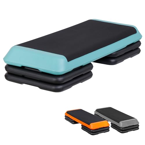 Adjustable Workout Aerobic Stepper, Exercise Step Platform Trainer with 4 Risers,Non-Slip Surface for Home Gym Workout Training - color: Green