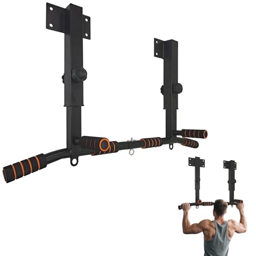 Joist Mounted Pull Up Bar,Wall Mount Pull Up Bar,Ceiling Mounted Chin Up Bar for Upper Body Workout, Dip Stand Supports to 440 Lbs - style: type D