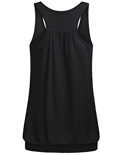 Miusey Womens Sleeveless Round Neck Loose Fit Racerback Yoga Tank Top - color: 1# Black, size: Small