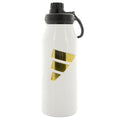 adidas Stainless Steel Metal Water Bottle 34 oz (1L) Screw Cap - color: White/Gold Metallic/Black