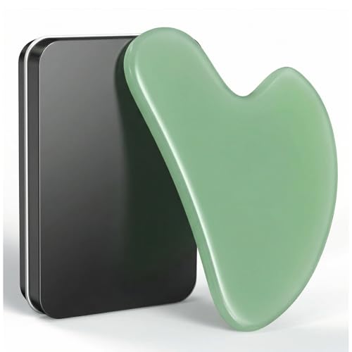 Green Stone Gua Sha Facial Tools, Guasha Tool for Face Acupuncture Therapy Trigger Point Treatment, Gua Sha Scraping Massage Tool - color: Light-green