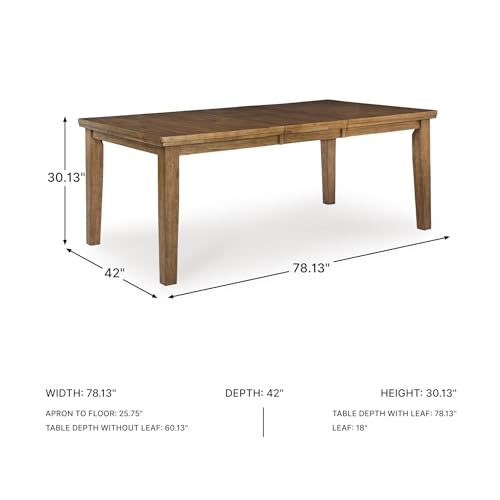 Signature Design by Ashley Extendable Dining Table for 8, Light Brown | Hardwood solids, hickory veneers and an MDF substrate, Casual rustic style for everyday meals, Vallister Series - color: Light Brown, style: Dining Room Table