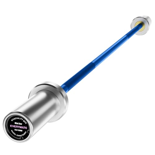 EVERYMATE 5LB Mini Barbell Bar Beginner Women Kid Barbell Total Body Workout Weighted Bar,for Strength Training, for Youth Children New Weightlifting - color: Sliver Sleeves Blue Bar, size: 5LB Mini Barbell