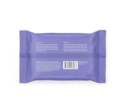 ASUTRA Yoga Mat Cleaning Wipes (Lovely Lavender), 1 (1 Pouch = 30 Wipes) | Pouch (30 Wipes) - No Slippery Residue, Deep-Cleansing for Fitness Gear & Gym Equipment - size: 1 Pouch (30 Wipes)