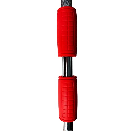 Weight Bar Grips Fit Standard Barbell, Dumbell Handles, Thick Bar Training Adapter For WeightLifting & Cable Attachments Fitness Training Rope Grips For Body Arm Forearm Builder Strength - color: Red