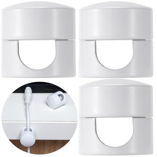 SmallCat 3 Sets Charger Holders for Cords, White Cord Holder for Nightstand | Adjustable Metal Cable Anchor Clips, Adhesive Cable Management Wire Organizers for Desk, Office, Nightstand - color: White, size: 3 Sets