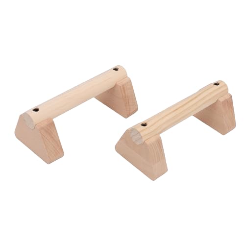 2Pcs Parallettes Push Up Bar, Wooden Parallettes Handle Stands Grip Body Strength Training, Push Up Stand with Anti Slip Pad, Balance Beam Exercise for Men Strength Training (20cm)