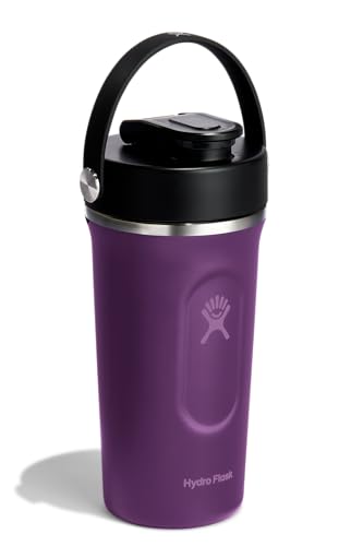Hydro Flask Shaker Bottle – Insulated Stainless Steel Gym Bottle for Pre Workout & Protein 24 Oz Beachplum Purple - color: Beachplum