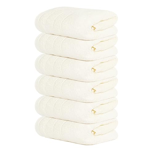 Tens Towels Pack of 6 Hand Towels, 100% Cotton, Lighter Weight, Quick to Dry, 16 x 28 Inches, Super Soft & Absorbent, Perfect for Bathroom & Kitchen, Cream - color: Cream