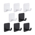 Stainless Steel Adhesive Wall Hooks for Hanging, Heavy Duty Waterproof Stick On for Bathroom Kitchen Shower, Self Adhesive for Towels, Keys, Hats, Robes - 8 Pack (White and Black) - color: 03-whiteblack