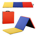 Gymnastics Tumbling Mat, 3 Folding Exercise Mat with Handle, All-Purpose Home Gym Mat for Tumbling, 6'x2'x2' - color: Colorful