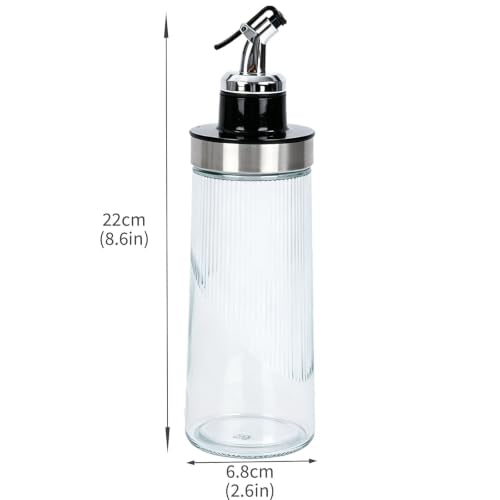 Salad Dressing Shaker Bottle, Ribbed Glass Dressing Bottle for Kitchen Table, Glass Oil Dispenser, Syrup Dispenser, Soy Sauce Dispenser and Condiment Bottle for Meal Prep, Dining and Coffee Bar