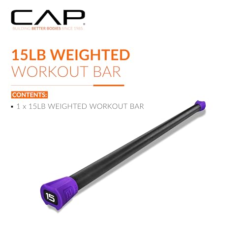 CAP Barbell Weighted Workout Bar | 5-20 lb | Multiple Options - style: 15 LB, Purple