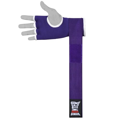 HUNTER Gel Boxing Hand Wraps for Men & Women, Quick Inner Gloves with Wrist Support for MMA, Muay Thai, Kickboxing & Martial Arts Training, Knuckle Protection (Pair) - color: Purple, size: Small-Medium