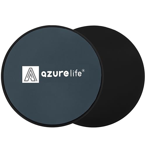 A AZURELIFE Exercise Core Sliders, Dual Sided Exercise Gliding Discs Use on Carpet or Hardwood Floors, Light and Portable, Perfect for Abdominal&Core Workouts - color: Black
