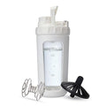 26oz Glass Protein Shaker Bottle, Stainless Steel Mixing Ball & Silicone Sleeve, Odorless, Leak-Proof, BPA-Free, Ideal for Smoothies & Workout Drinks(Frost White) - color: Frost White