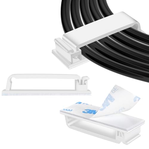 XHF 40 PCS Self Adhesive Cable Clips(XL) White,Wire Clips Cable Management Wire Organizer Cord Holder for Under Desk, Car, Wall, TV PC Ethernet Cable - color: White, size: XL-40PCS