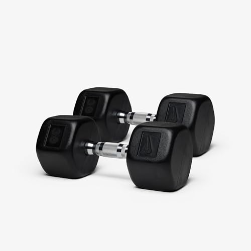 Nike Rubber Hex Dumbbell Pair - color: Black / Black, size: 30 lb