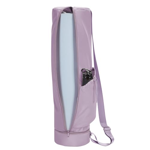 sportsnew Yoga Mat Bag, Full Zip Cargo Yoga Mat Carrier Bag with Drawstring Water Bottle Pocket and Bottom Wet Pocket, Exercise Yoga Mat Carrier Holder Multi-Functional Storage Bag Patent Pending - color: Purple, size: Medium pocket
