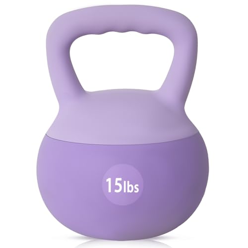 sogesfurniture Soft Kettlebells,Safe Strength Training Kettlebells,Iron Sand Filled Weights Strength Training Kettlebells,Fitness Soft Kettlebells for Women Men Children - color: 15LBS-Purple