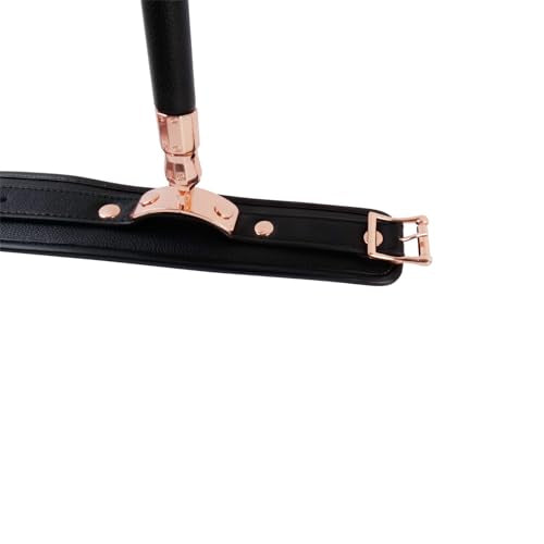 Integration Wooden Black Spreader Bar with 2pcs PU Black Adjustable Straps,Workout Bar for Home Gym Training Bar,Exercise Detachable Pilates Kit