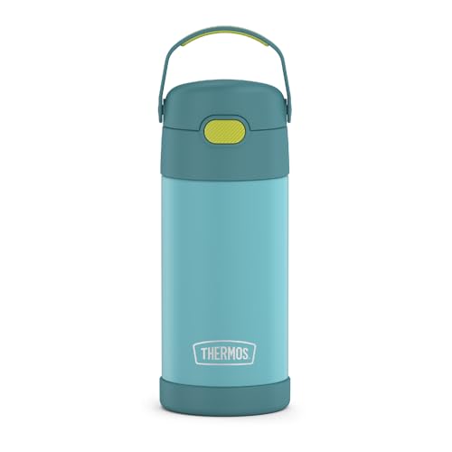 THERMOS FUNTAINER Water Bottle with Straw, 12oz, Blue/Green | Kids Stainless Steel Insulated Water Bottle, Keeps Drinks Cold Longer for School & Play, BPA-Free - color: Blue/Green, size: 12 Ounces
